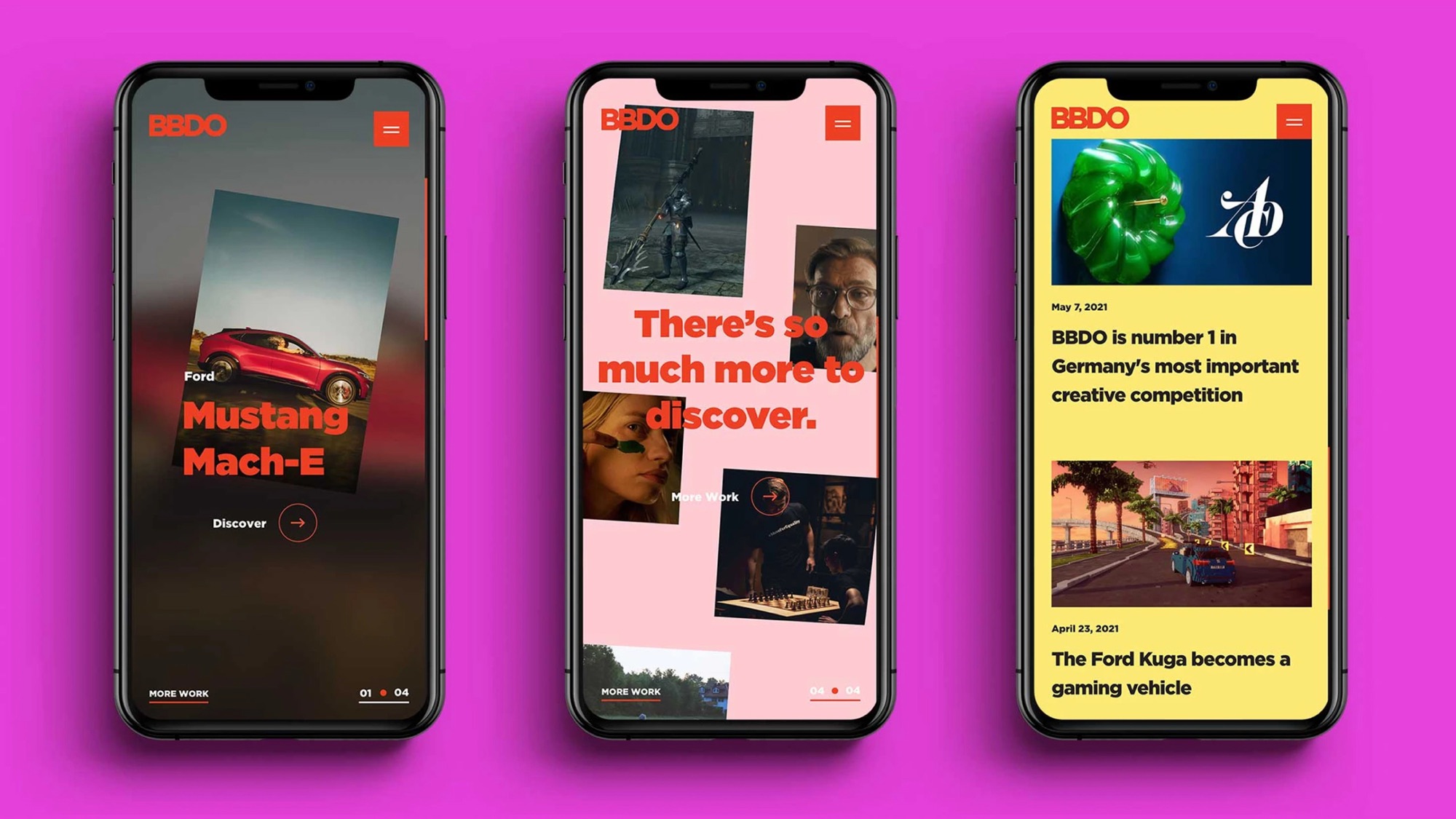 BBDO Germany: Website auf drei Smartphones
